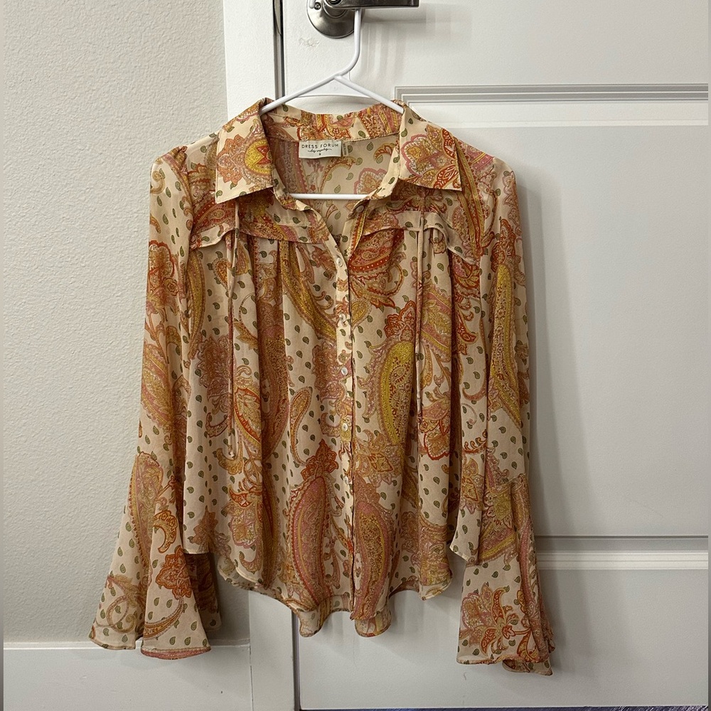 Sheer Paisley Print Blouse